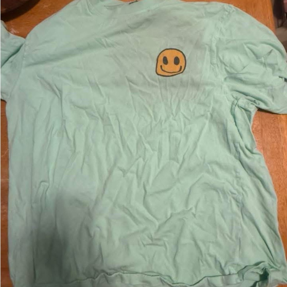Mint Green T-Shirt with Smiley Face